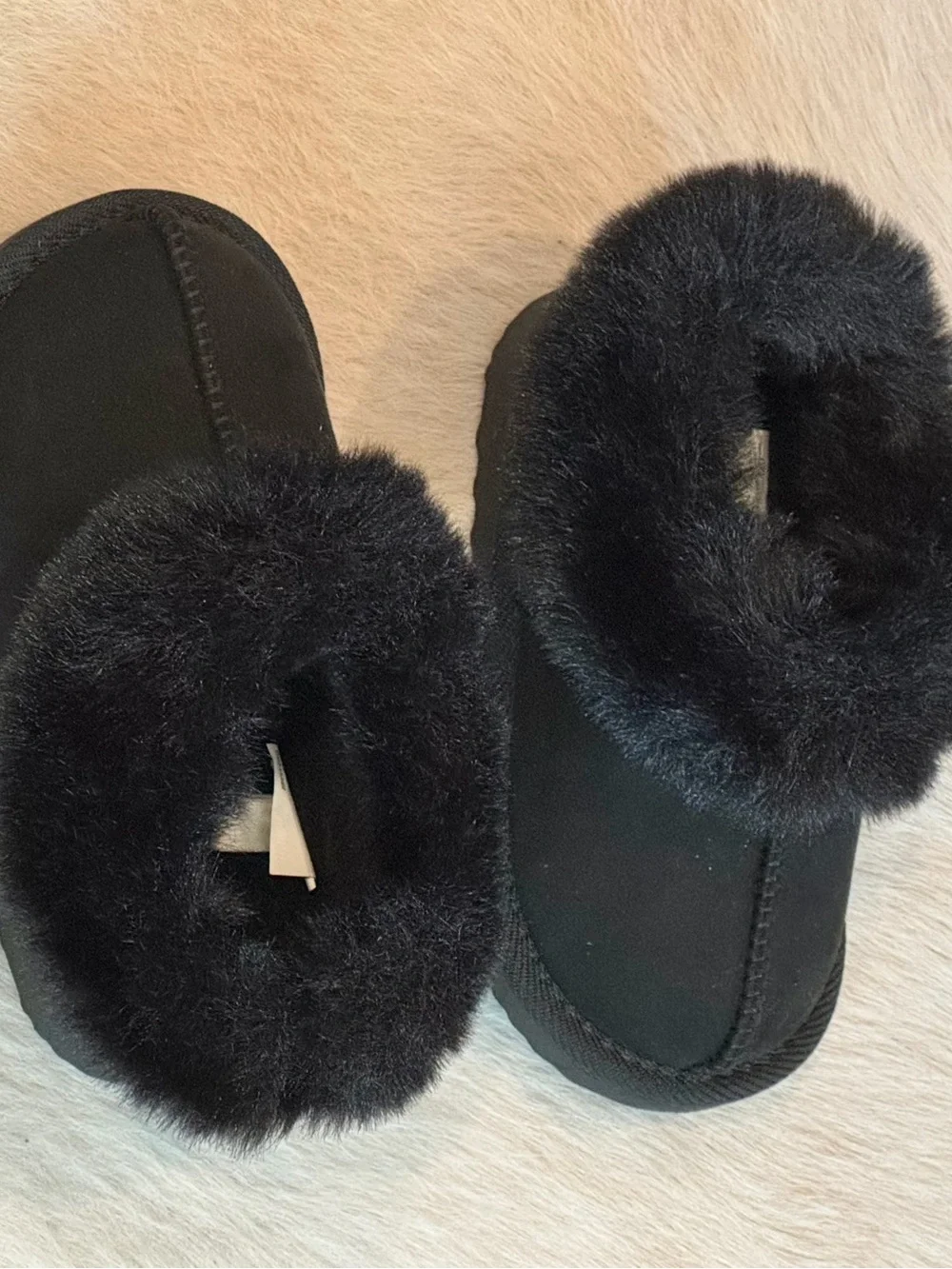 Toddler Piper Faux Fur Cuff Scuff Slippers - Cat & Jack™ Jet Black 7